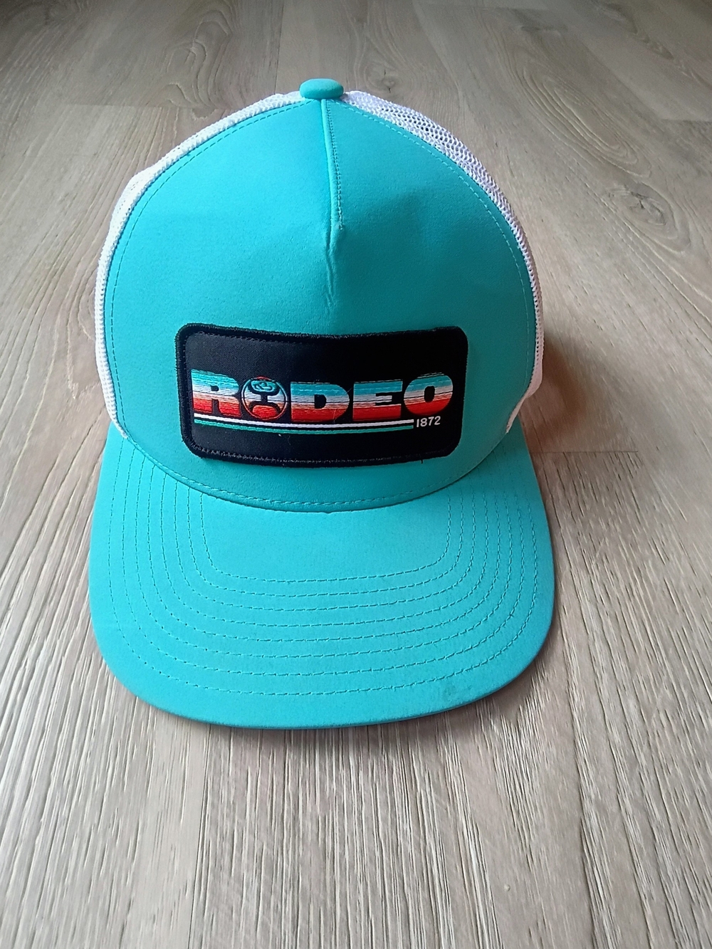 Hooey Rodeo 1872 Turquoise White Trucker Hat Western Cowboy Ranch Mesh Adjustabl